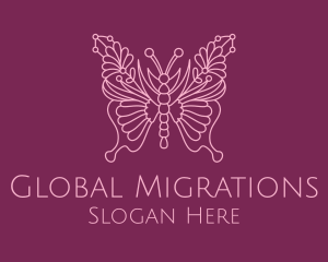 Floral Butterfly Wings  logo design