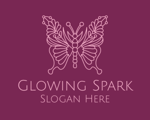 Floral Butterfly Wings  logo design