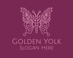 Floral Butterfly Wings  logo design