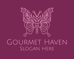 Floral Butterfly Wings  logo design