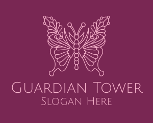 Floral Butterfly Wings  logo design