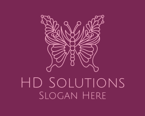 Floral Butterfly Wings  logo design