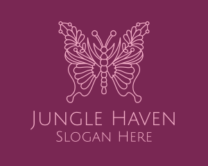 Floral Butterfly Wings  logo design