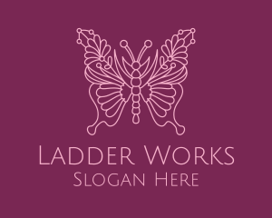 Floral Butterfly Wings  logo design