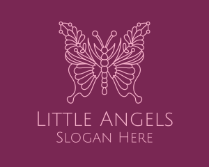 Floral Butterfly Wings  logo design