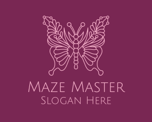 Floral Butterfly Wings  logo design