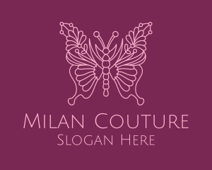 Floral Butterfly Wings  logo design