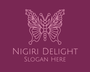 Floral Butterfly Wings  logo design