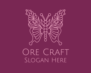 Floral Butterfly Wings  logo design