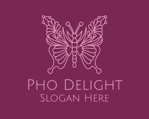 Floral Butterfly Wings  logo design