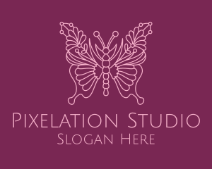 Floral Butterfly Wings  logo design