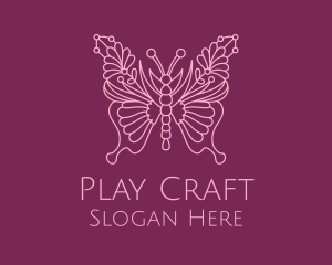 Floral Butterfly Wings  logo design