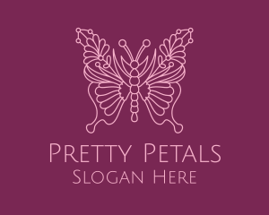 Floral Butterfly Wings  logo design