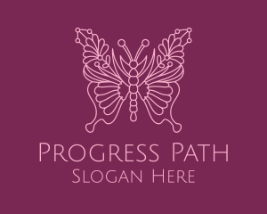 Floral Butterfly Wings  logo design