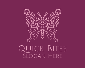 Floral Butterfly Wings  logo design