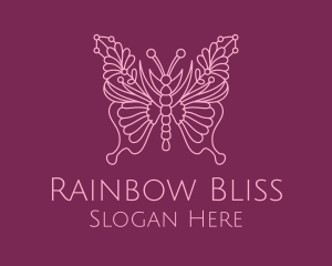 Floral Butterfly Wings  logo design