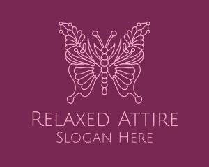 Floral Butterfly Wings  logo design