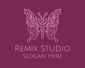 Floral Butterfly Wings  logo design