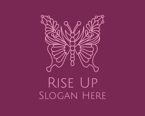 Floral Butterfly Wings  logo design