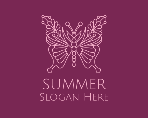 Floral Butterfly Wings  logo design