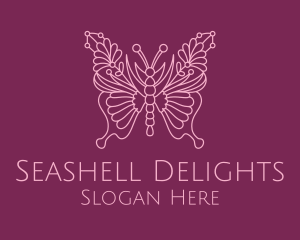 Floral Butterfly Wings  logo design