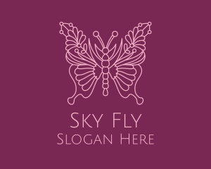 Floral Butterfly Wings  logo design