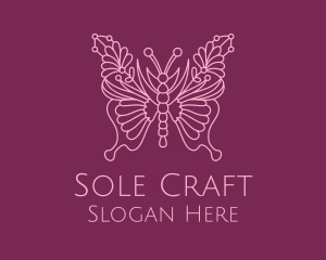 Floral Butterfly Wings  logo design