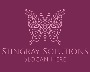 Floral Butterfly Wings  logo design