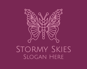 Floral Butterfly Wings  logo design