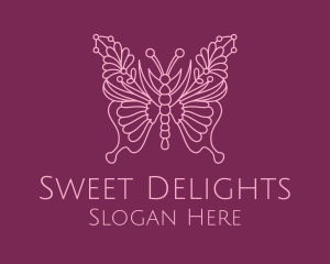 Floral Butterfly Wings  logo design