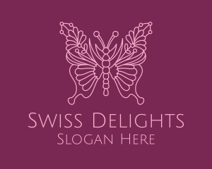 Floral Butterfly Wings  logo design