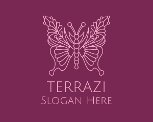 Floral Butterfly Wings  logo design