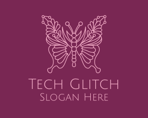 Floral Butterfly Wings  logo design