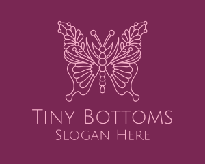 Floral Butterfly Wings  logo design