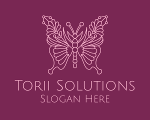 Floral Butterfly Wings  logo design