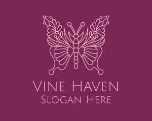 Floral Butterfly Wings  logo design