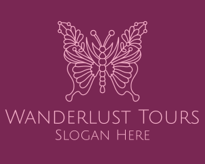 Floral Butterfly Wings  logo design