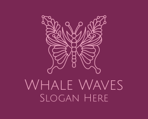 Floral Butterfly Wings  logo design