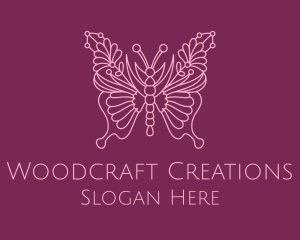 Floral Butterfly Wings  logo design