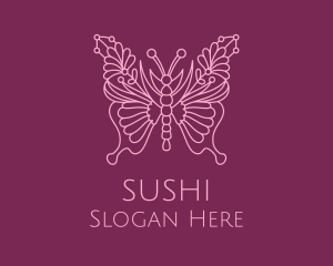 Floral Butterfly Wings  logo design