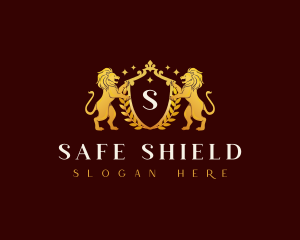 Lion Shield Crest logo design