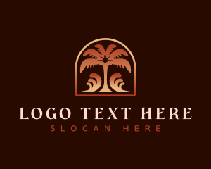 Seashore - Palm Tree Wave Resort logo design