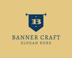 Wrought Iron Flag Banner logo design