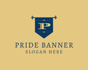 Wrought Iron Flag Banner logo design