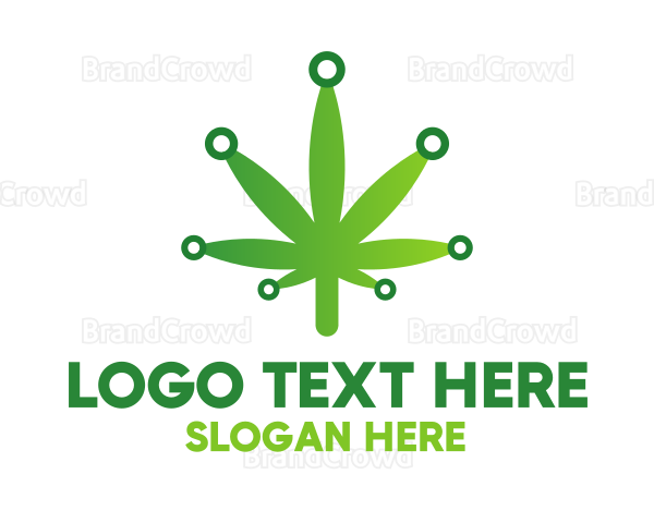 Cannabis Maijuana Leaf Technology Logo