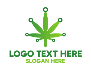 Green Leaf - Cannabis Maijuana Leaf Technology logo design