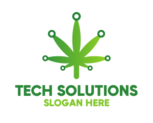 Cannabis Maijuana Leaf Technology Logo