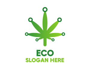 Weed Shop - Cannabis Maijuana Leaf Technology logo design