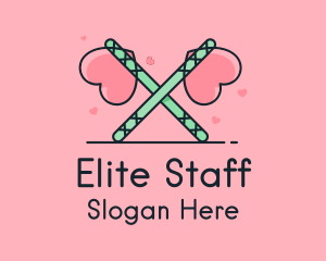 Crossed Heart Staff logo design