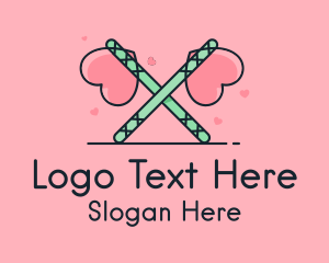 Cute - Crossed Heart Staff logo design